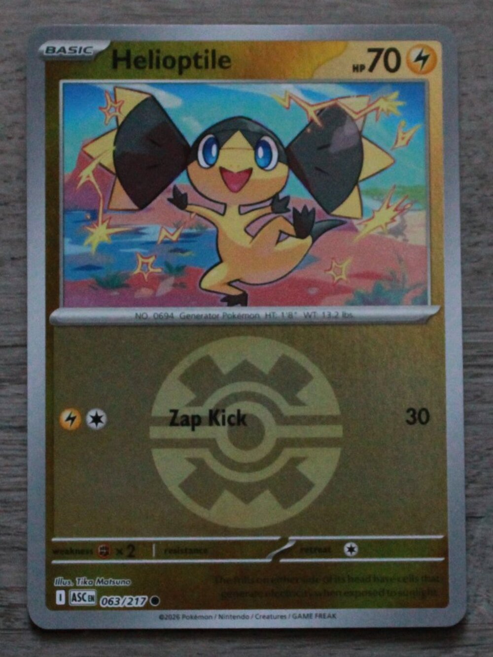 Pokemon "Helioptile" Reverse Holo Ball Trading/Playing Card